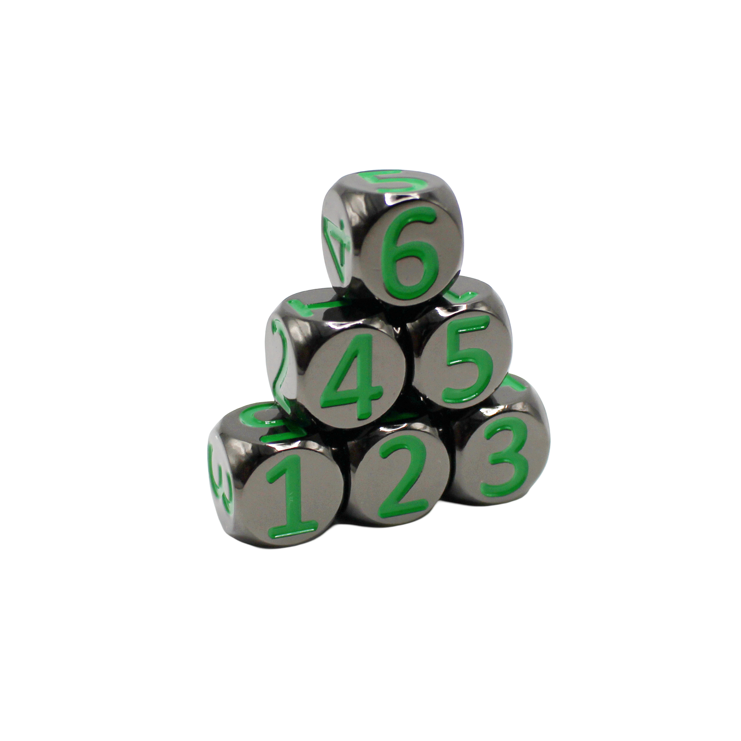 Black w/Green Heavy Rollers D6 Dice Set (6) w/Magnetic Case