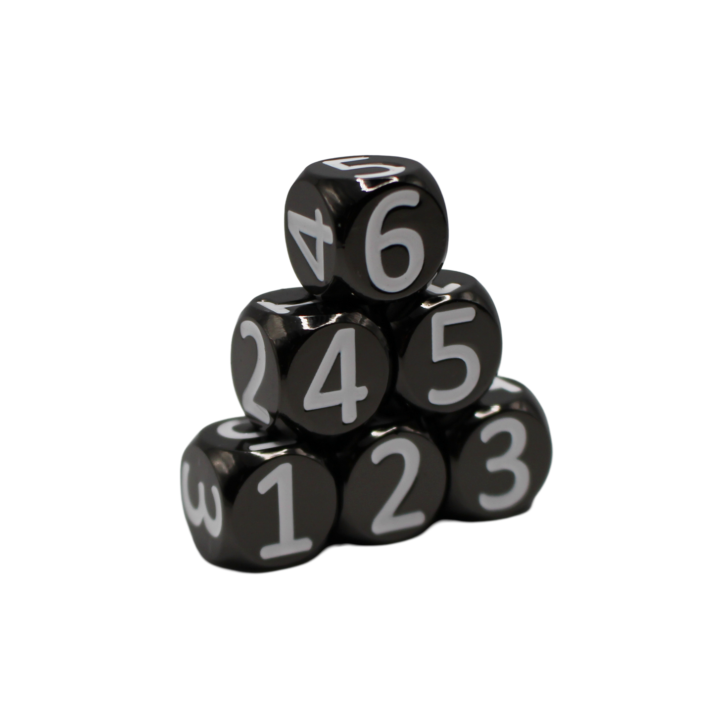 Black w/White Heavy Rollers D6 Dice Set (6) w/Magnetic Case