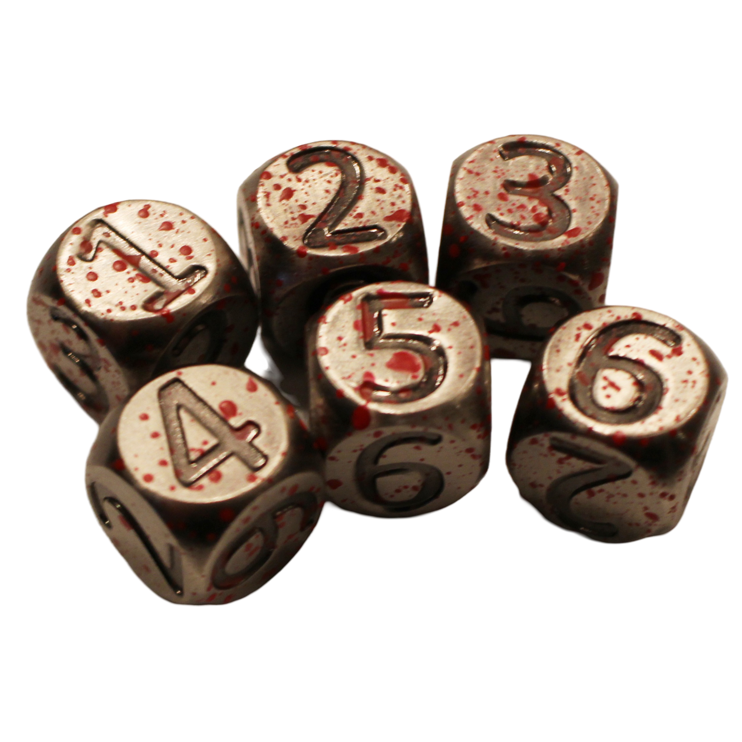 Blood Splatter Heavy Rollers D6 Dice Set (6) w/Magnetic Case