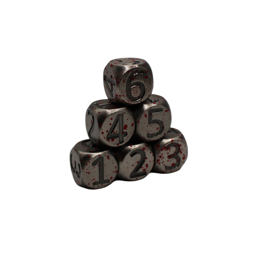 Blood Splatter Heavy Rollers D6 Dice Set (6) w/Magnetic Case