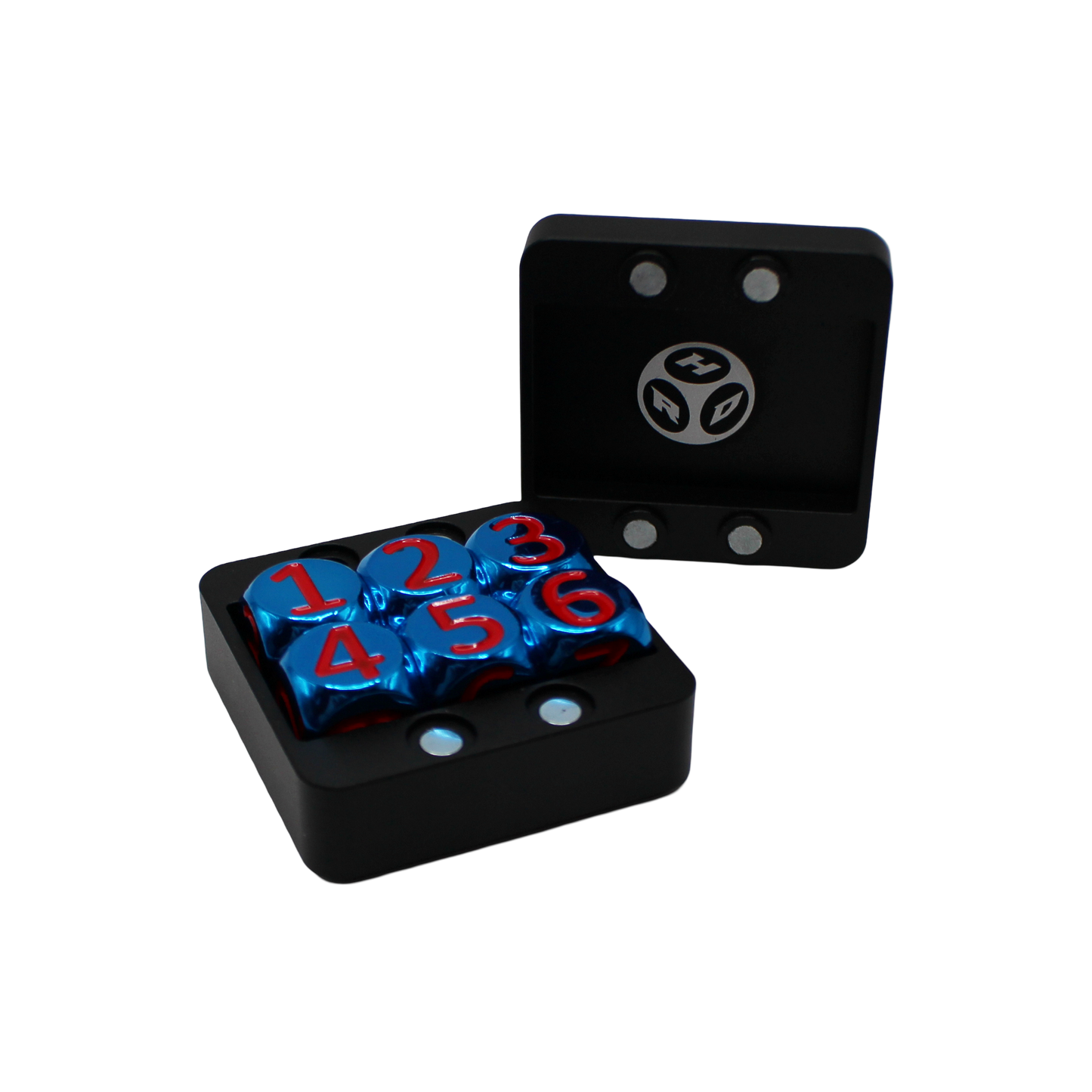 Dark Blue w/Red Heavy Rollers D6 Dice Set (6) w/Magnetic Case