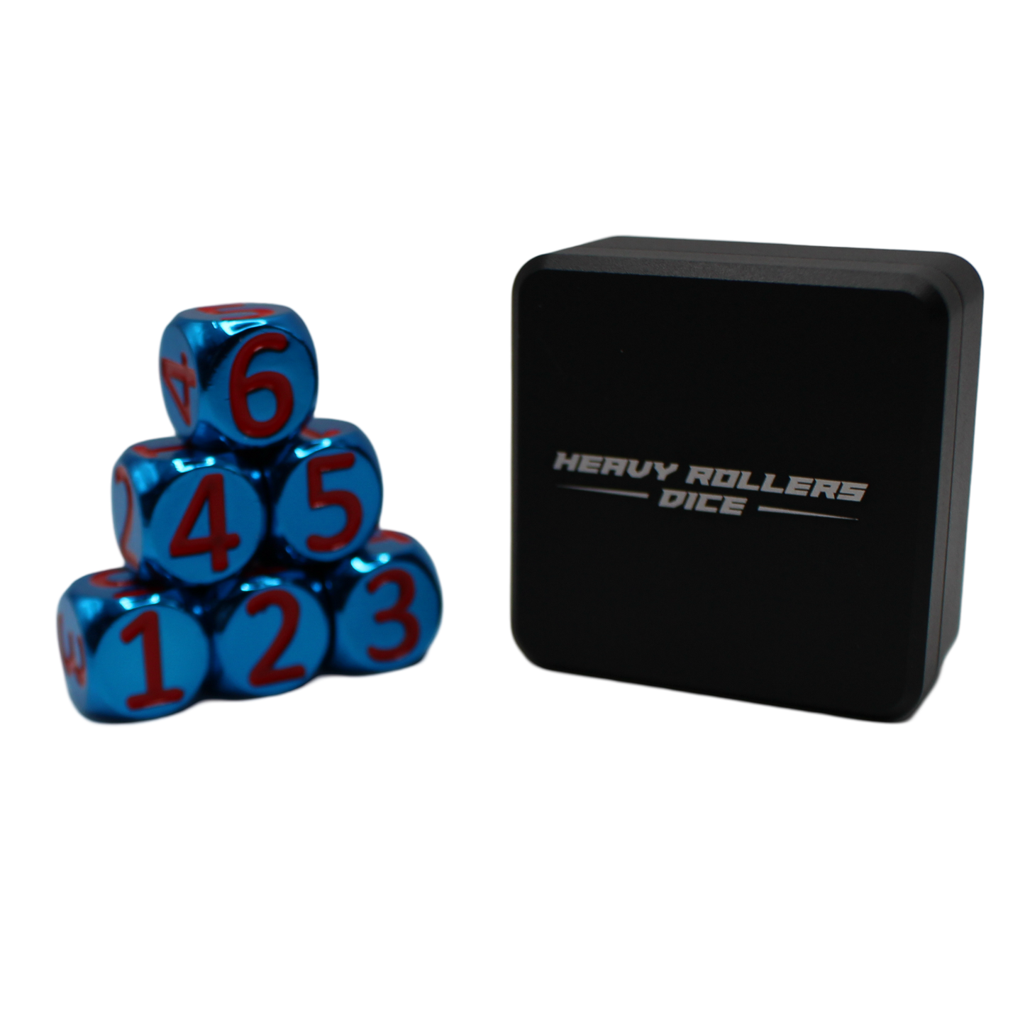 Dark Blue w/Red Heavy Rollers D6 Dice Set (6) w/Magnetic Case