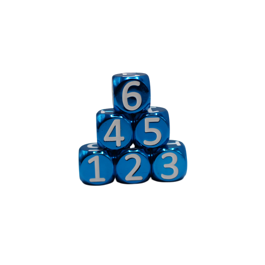 Blue w/White Heavy Rollers D6 Dice Set (6) w/Magnetic Case