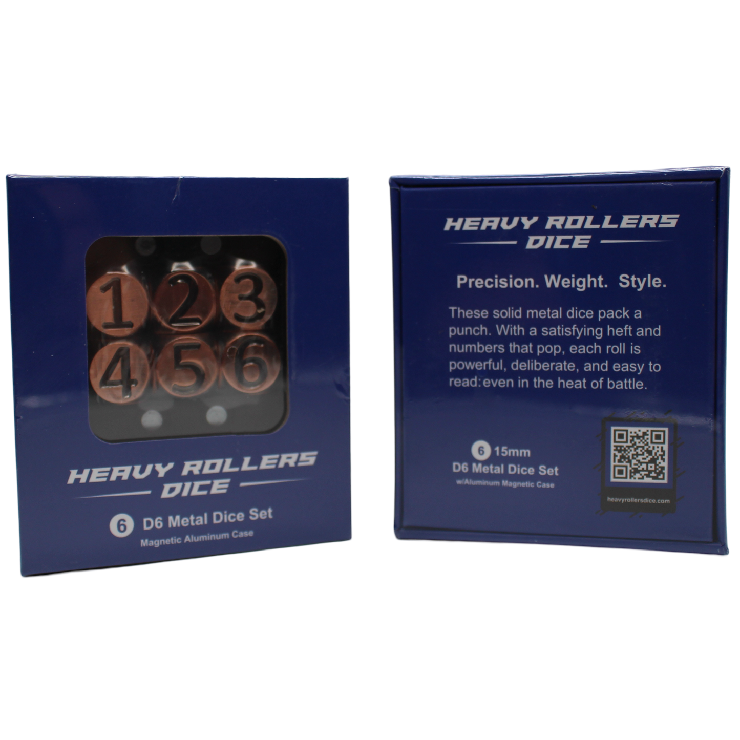 Copper Heavy Rollers D6 Dice Set (6) w/Magnetic Case