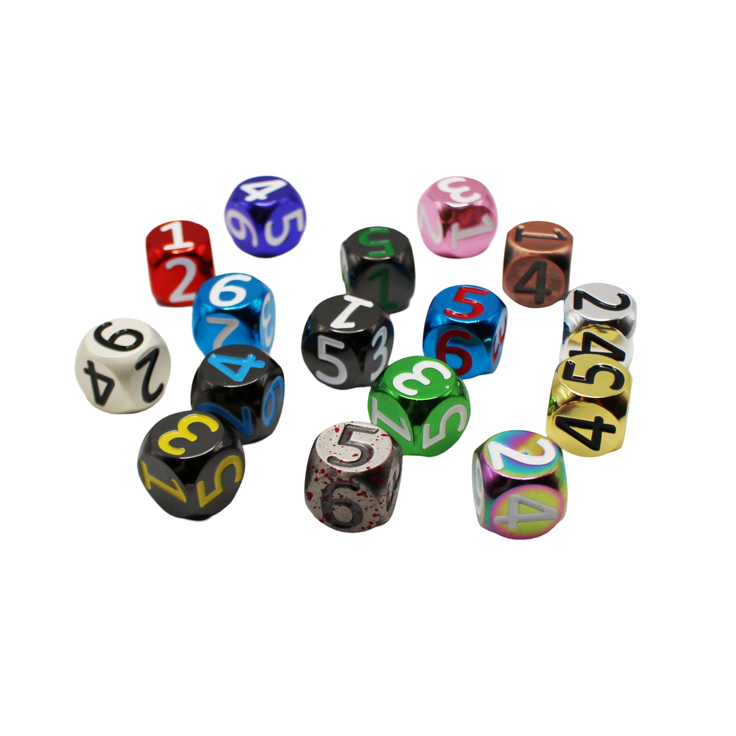 Rainbow w/White Heavy Rollers D6 Dice Set (6) w/Magnetic Case