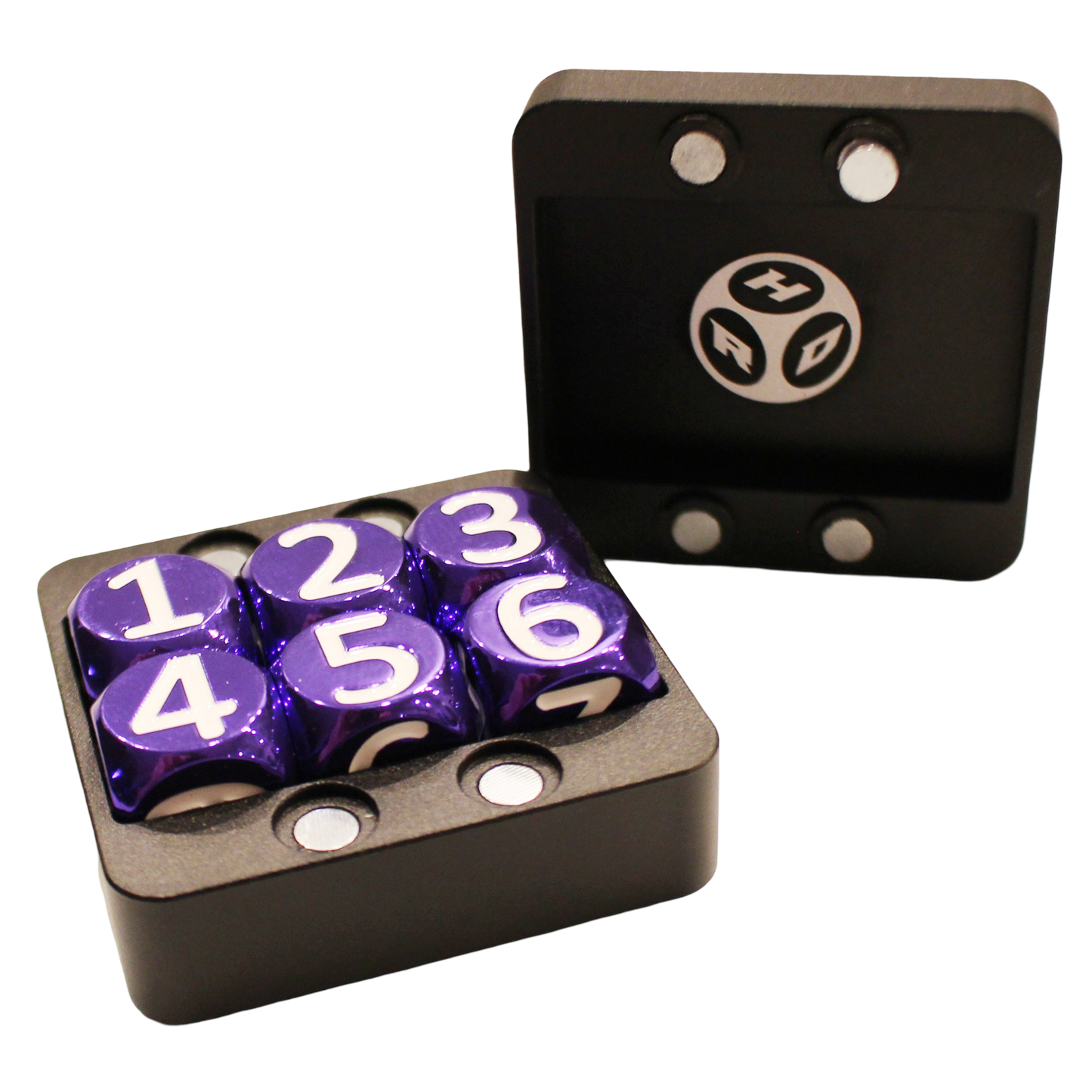 Purple w/White Heavy Rollers D6 Dice Set (6) w/Magnetic Case