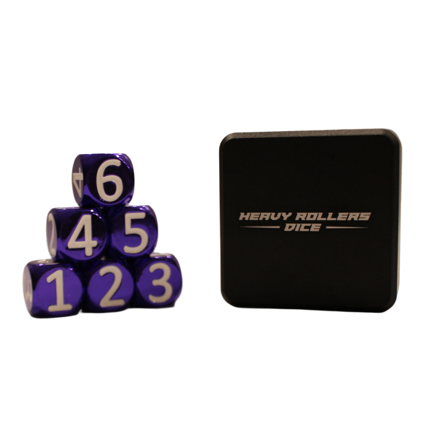 Purple w/White Heavy Rollers D6 Dice Set (6) w/Magnetic Case