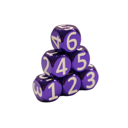 Purple w/White Heavy Rollers D6 Dice Set (6) w/Magnetic Case