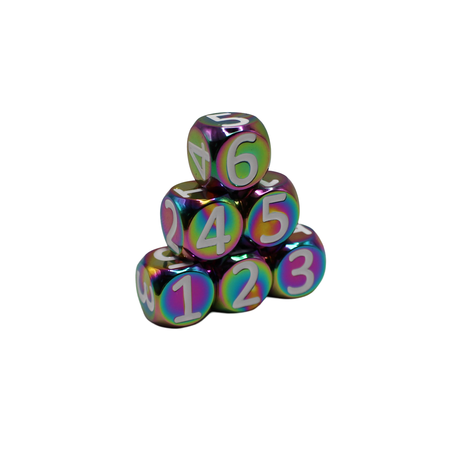 Rainbow w/White Heavy Rollers D6 Dice Set (6) w/Magnetic Case