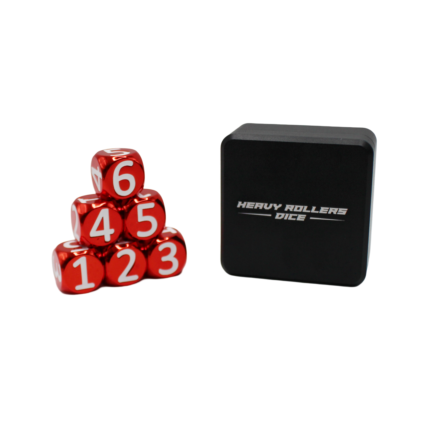 Red w/White Heavy Rollers D6 Dice Set (6) w/Magnetic Case