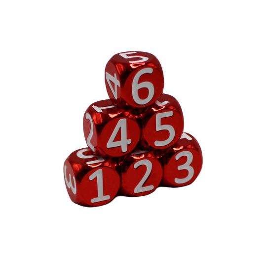 Red w/White Heavy Rollers D6 Dice Set (6) w/Magnetic Case