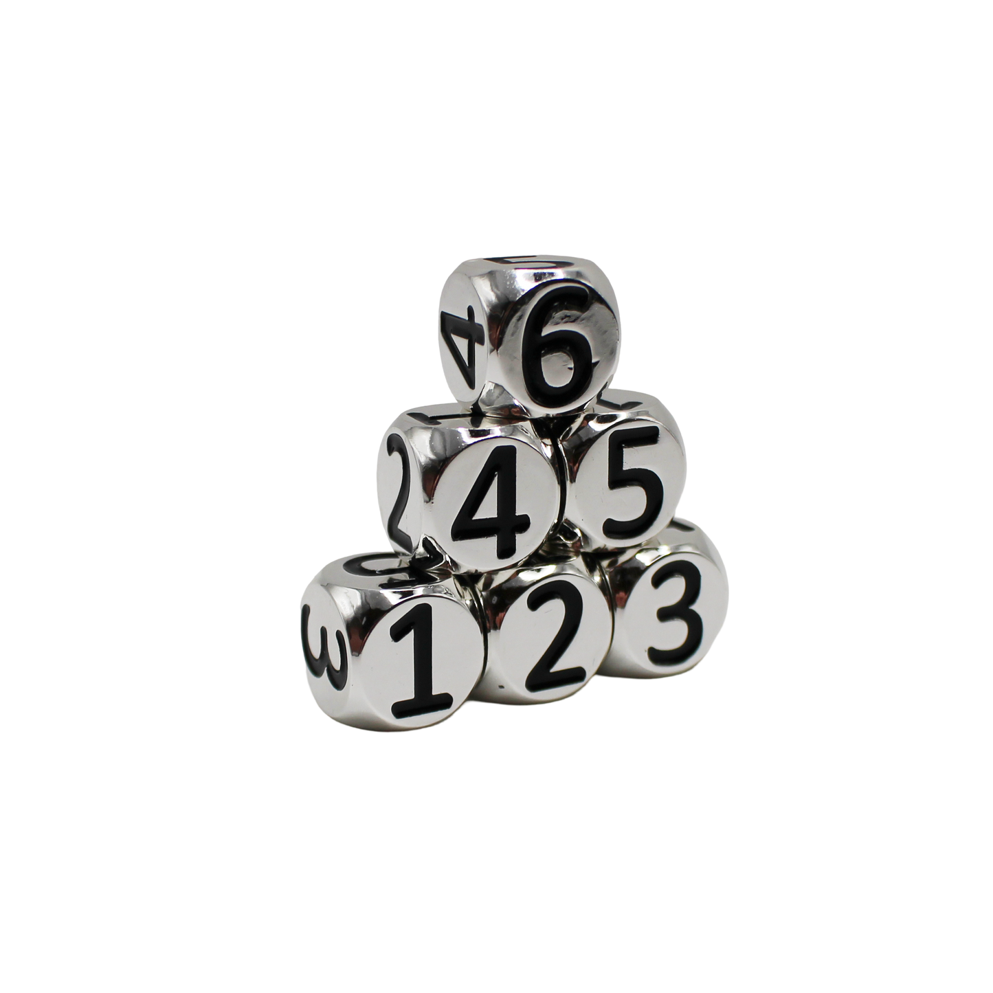 Silver w/Black Heavy Rollers D6 Dice Set (6) w/Magnetic Case