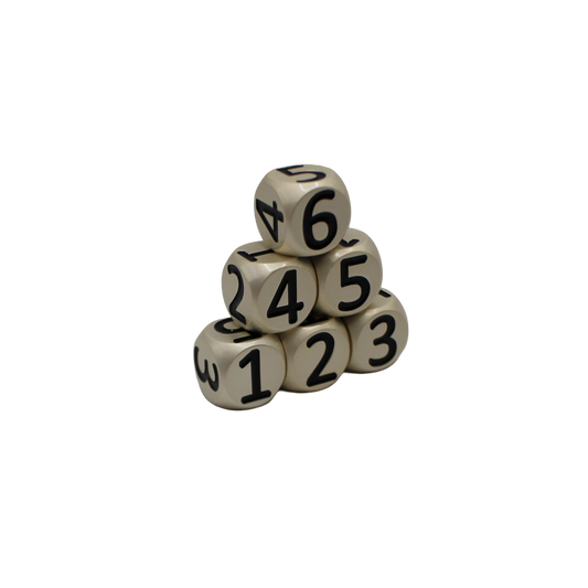 Whiteish w/Black Heavy Rollers D6 Dice Set (6) w/Magnetic Case