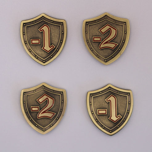 Defense Tokens/Shield Tokens, Equipment Set: 4 x Tokens – metalFABtokens